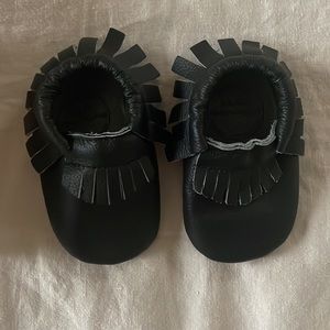 Bird rock baby black leather moccasins New In Box!